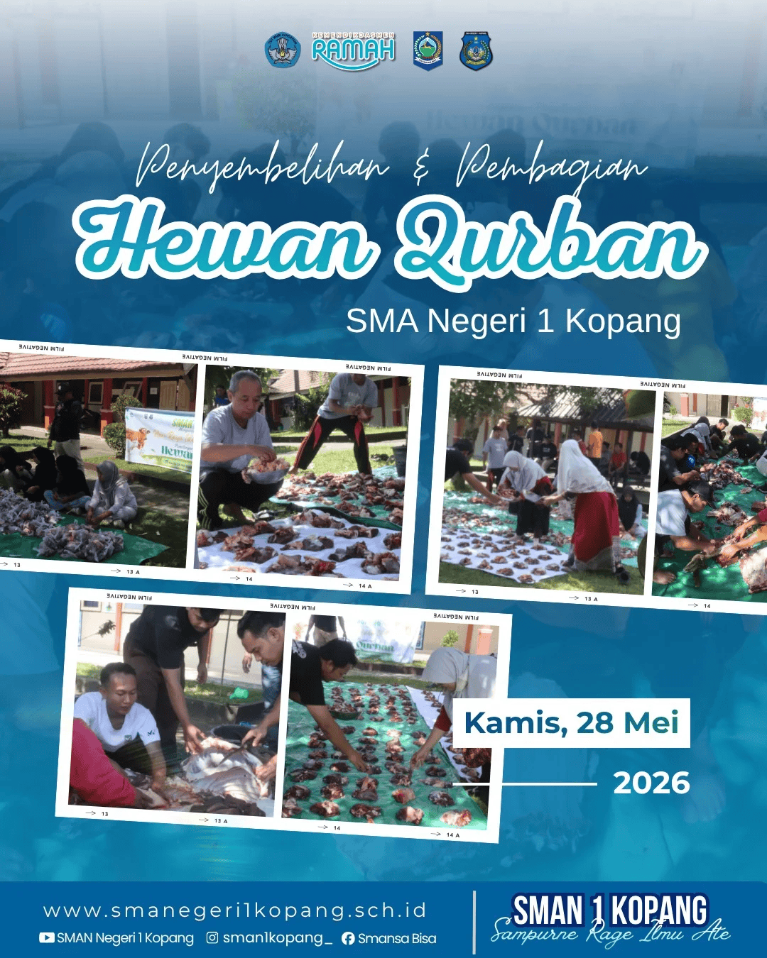 Penyembelihan dan Pembagian Hewan Qurban SMAN 1 Kopang Berlangsung Penuh Kebersamaan
