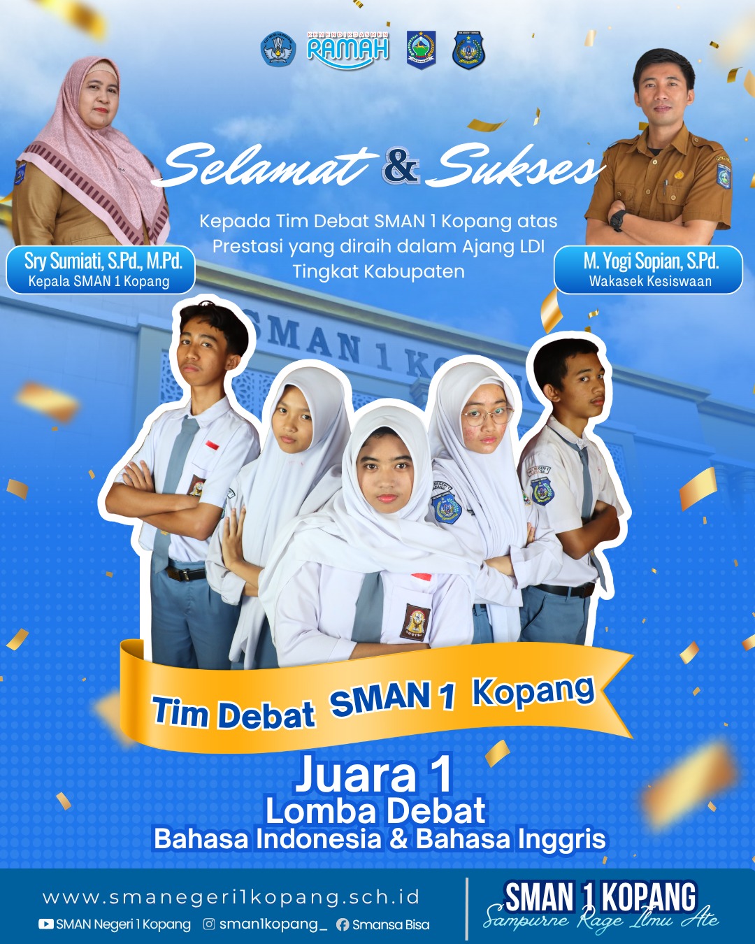 Tim Debat SMAN 1 Kopang Raih Juara 1 Lomba Debat Tingkat Kabupaten