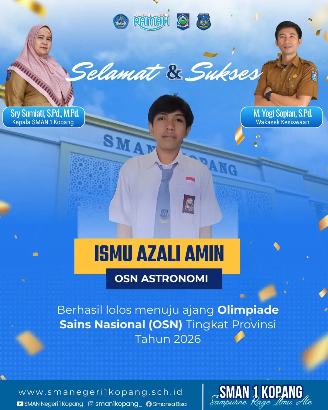 Kebanggaan SMAN 1 Kopang: Ismu Azali Amin Lolos ke OSN Tingkat Provinsi 2026
